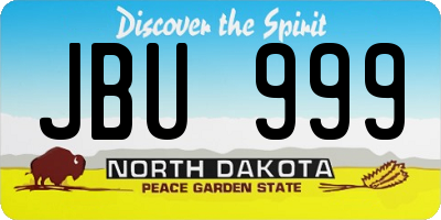 ND license plate JBU999
