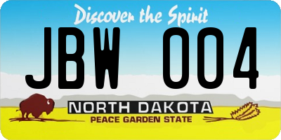 ND license plate JBW004