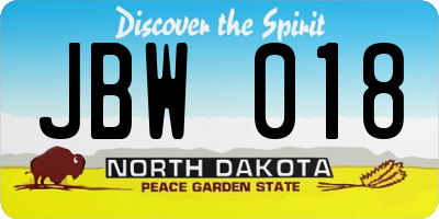 ND license plate JBW018