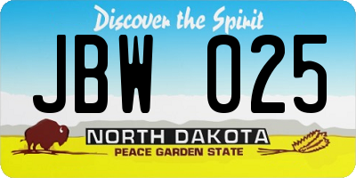 ND license plate JBW025