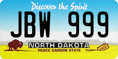 ND license plate JBW999