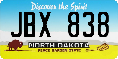 ND license plate JBX838