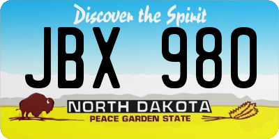 ND license plate JBX980