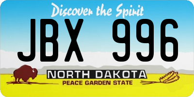 ND license plate JBX996