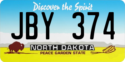 ND license plate JBY374