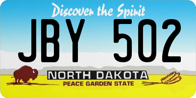 ND license plate JBY502