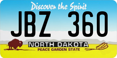 ND license plate JBZ360