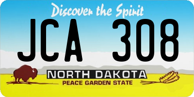 ND license plate JCA308