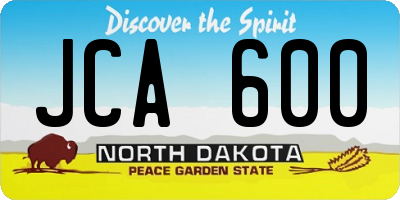 ND license plate JCA600
