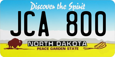 ND license plate JCA800