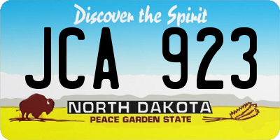 ND license plate JCA923