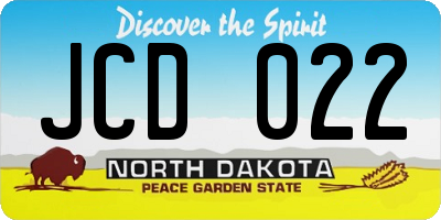 ND license plate JCD022