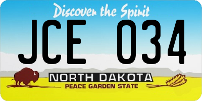 ND license plate JCE034