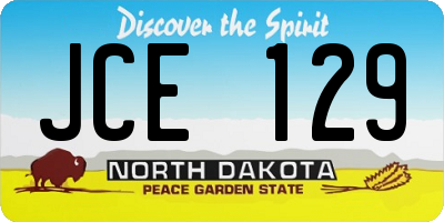 ND license plate JCE129