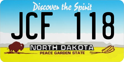 ND license plate JCF118