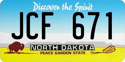 ND license plate JCF671