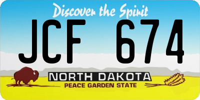 ND license plate JCF674