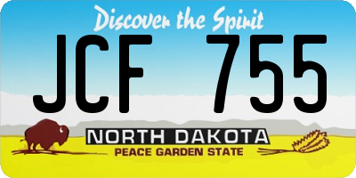 ND license plate JCF755