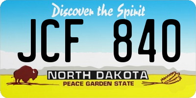 ND license plate JCF840