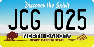 ND license plate JCG025