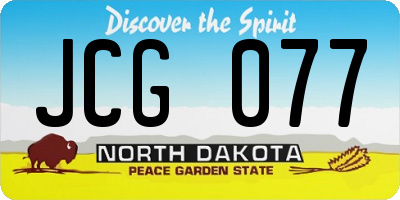ND license plate JCG077