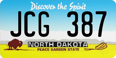 ND license plate JCG387