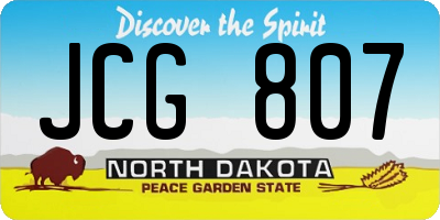 ND license plate JCG807