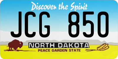 ND license plate JCG850