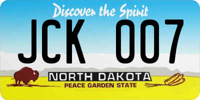 ND license plate JCK007