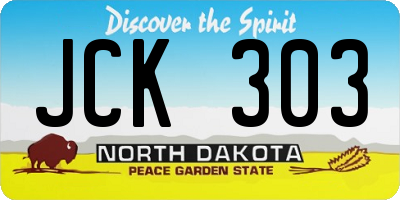 ND license plate JCK303