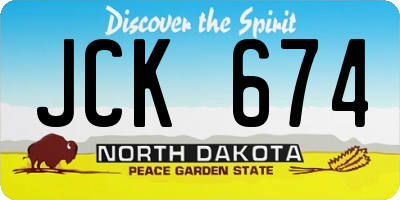 ND license plate JCK674