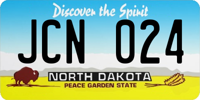 ND license plate JCN024