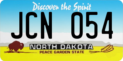 ND license plate JCN054