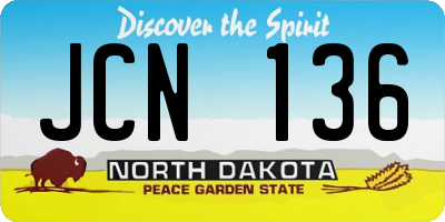 ND license plate JCN136