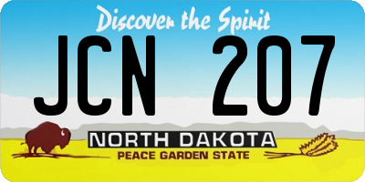 ND license plate JCN207