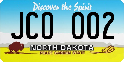 ND license plate JCO002