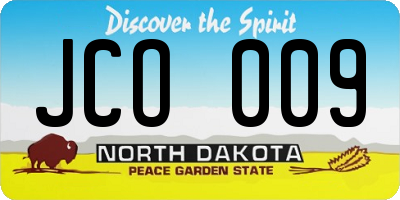 ND license plate JCO009