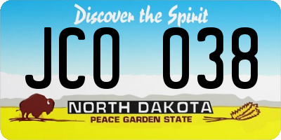 ND license plate JCO038