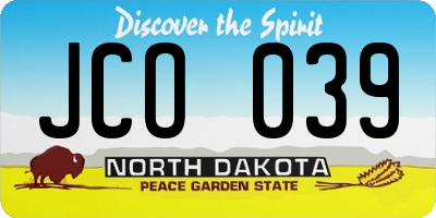 ND license plate JCO039