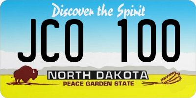 ND license plate JCO100