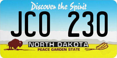 ND license plate JCO230
