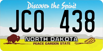 ND license plate JCO438