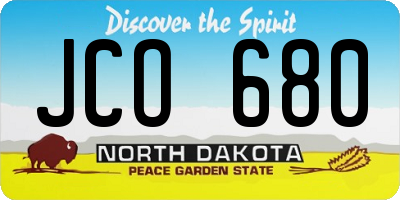 ND license plate JCO680