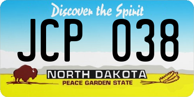ND license plate JCP038