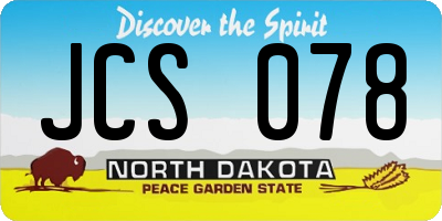 ND license plate JCS078