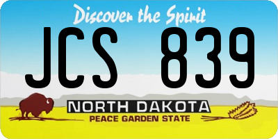 ND license plate JCS839