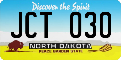 ND license plate JCT030