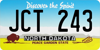 ND license plate JCT243