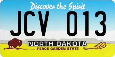 ND license plate JCV013