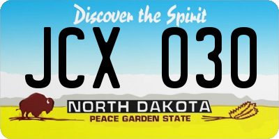 ND license plate JCX030